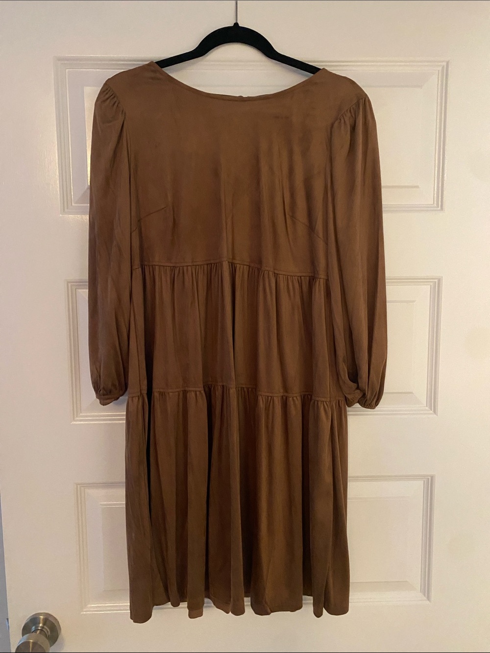 Tommy Hilfiger Brown Tiered Long Sleeve Women's Dress